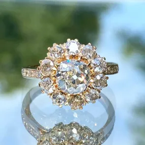 Vintage Diamond Cluster Ring, Old Mine cut 1.30ct.