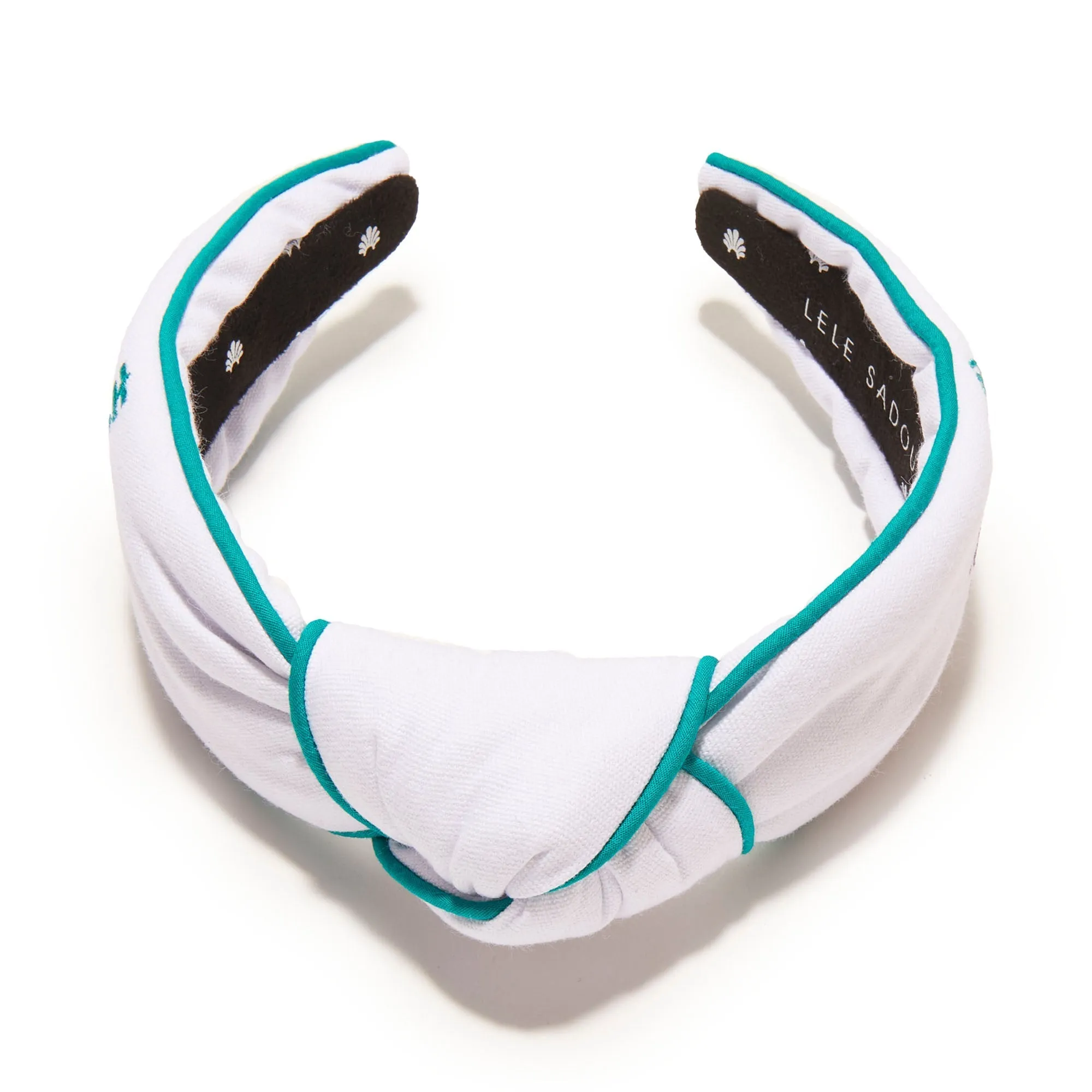 WHITE CHARLOTTE HORNETS EMBROIDERED KNOTTED HEADBAND