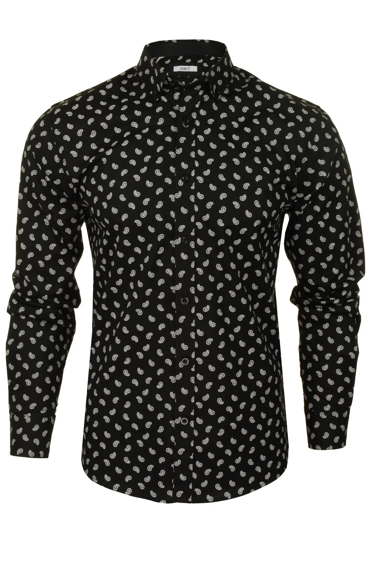 Xact Mens Long Sleeved Paisley Shirt - Slim Fit