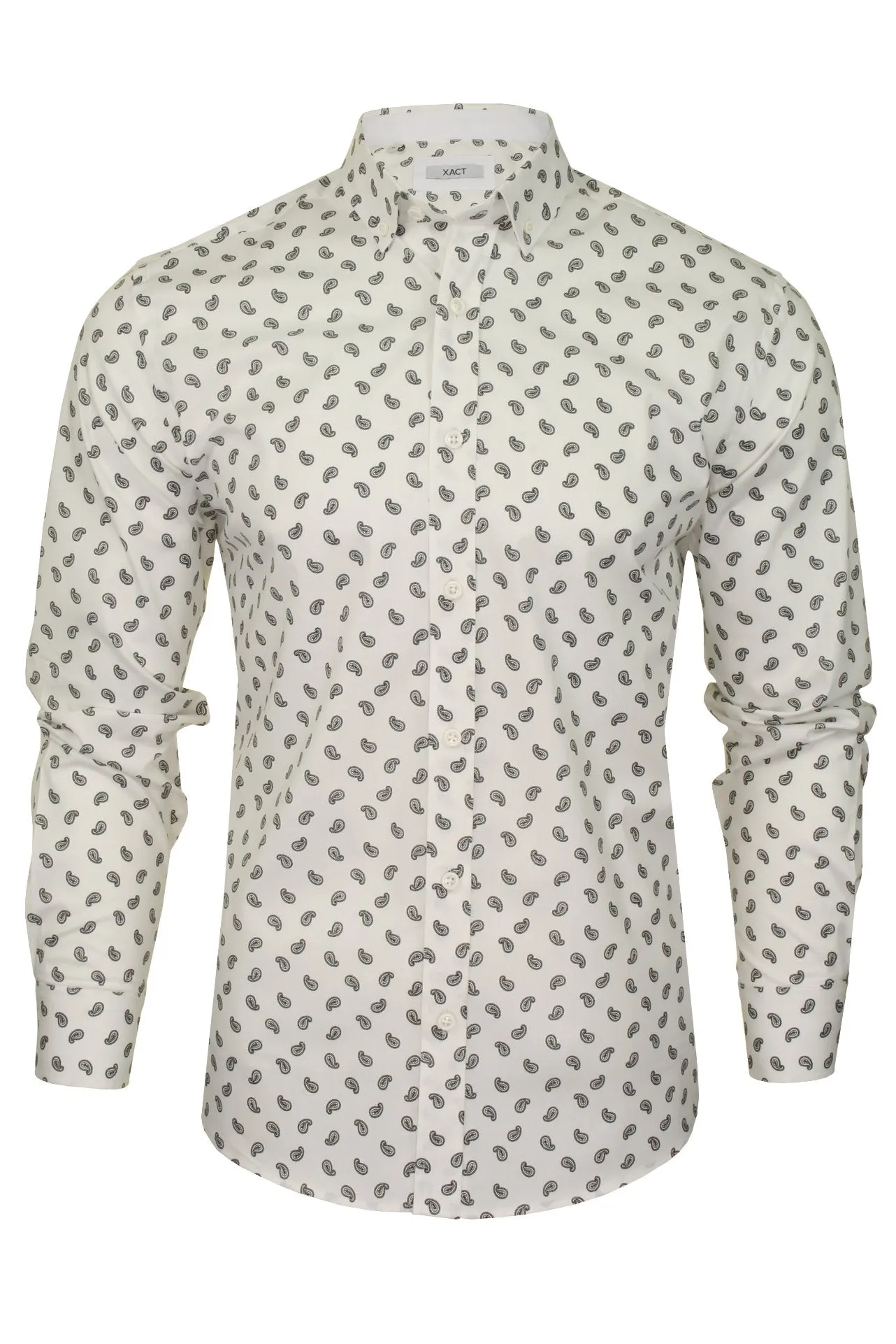 Xact Mens Long Sleeved Paisley Shirt - Slim Fit