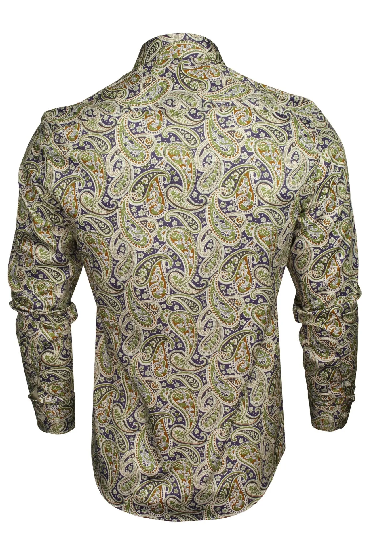 Xact Mens Long Sleeved Paisley Shirt - Slim Fit