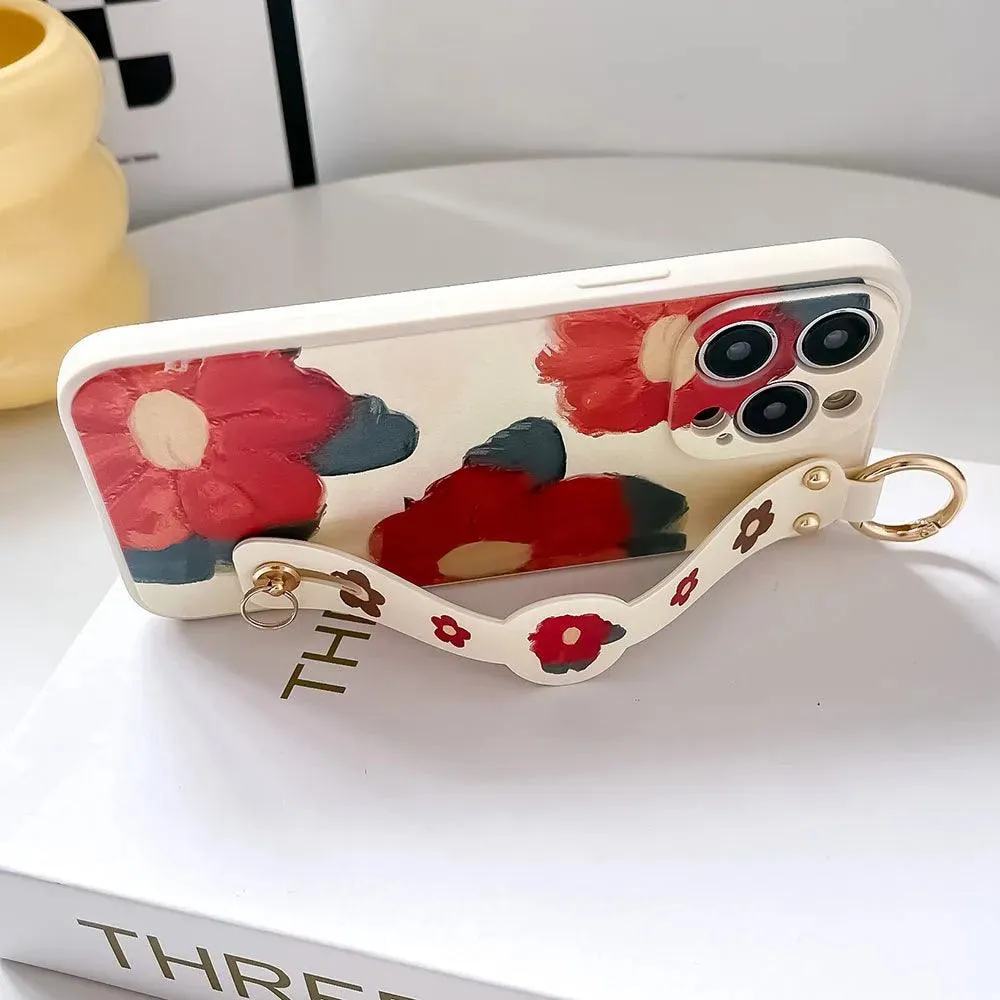 XG08XW Cute Phone Case for Huawei P60, P30, P20, P50, P40 Pro Lite, Honor X8, 20, 50, 70, 90, Nova 9, 8, and 5t  - With Lanyard - Cartoon Flowers